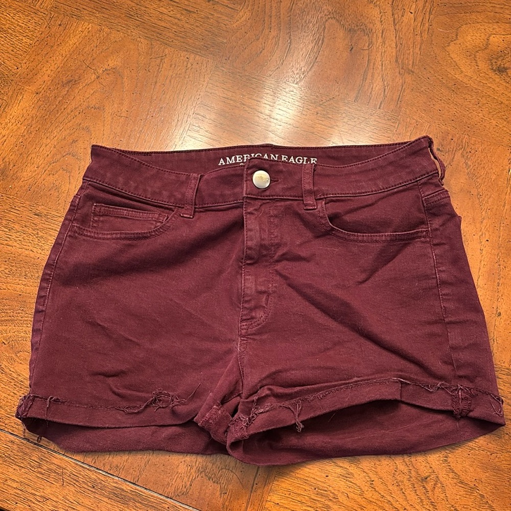 Burgundy, American Eagle shorts, high-rise Shorty size 12